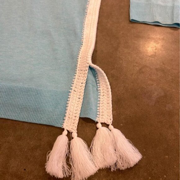 Light Blue Tassel Trim Women's Top - Picture 3 of 10